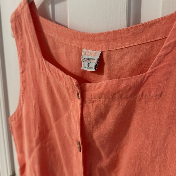 100% Linen Square Neck Button Front Tank Top by Click Size Small S - Picture 2 of 4